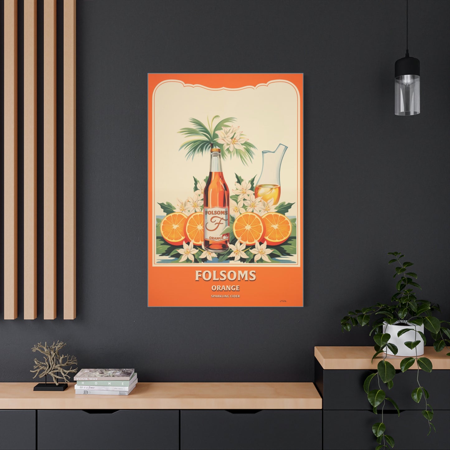 "Vintage Folsom's Orange Sparkling Cider Poster - Matte Canvas Stretched Wall Art" Matte Canvas, Stretched, 1.25"