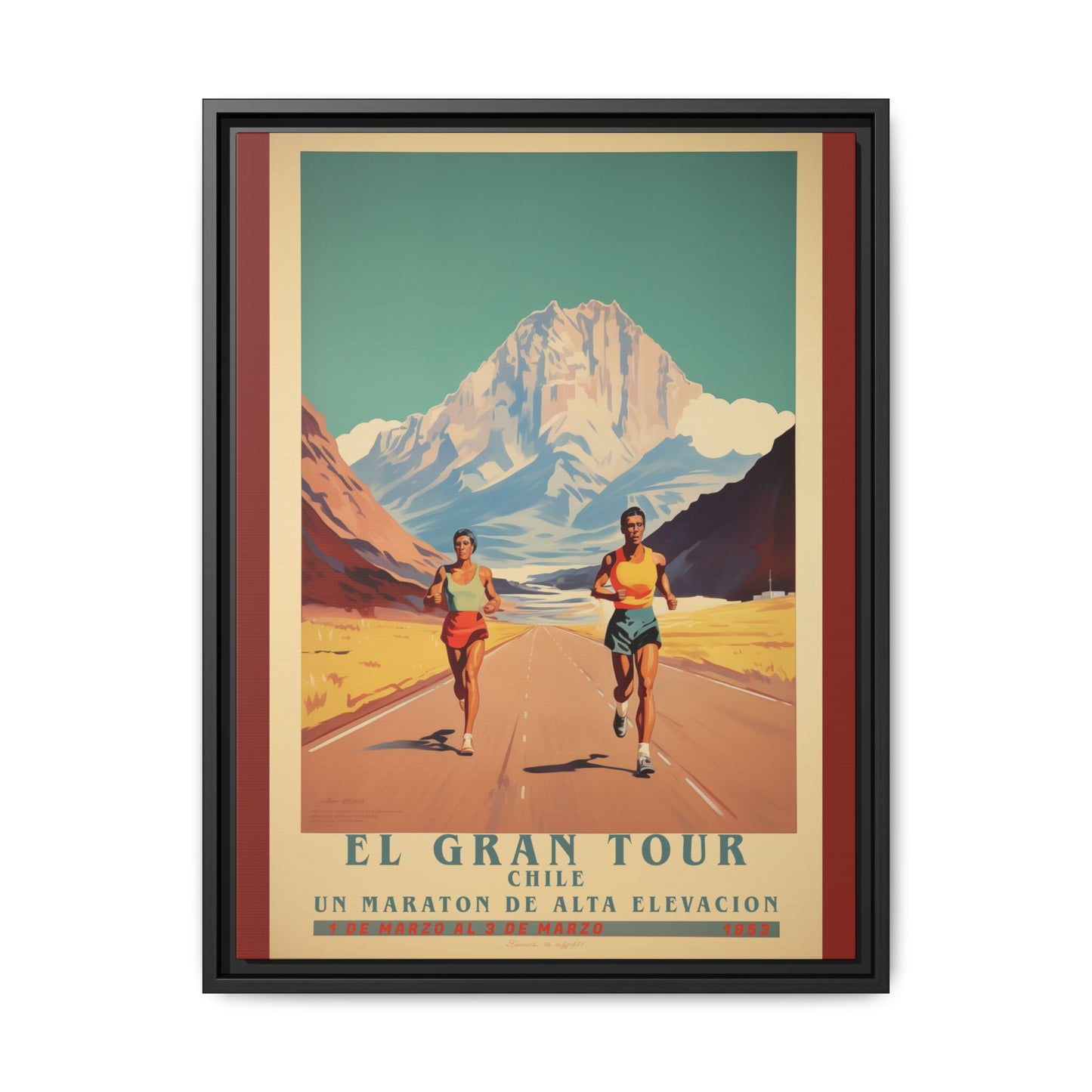 "El Gran Tour Chile Marathon – High Elevation Race Art Print"Matte Canvas, Black Frame