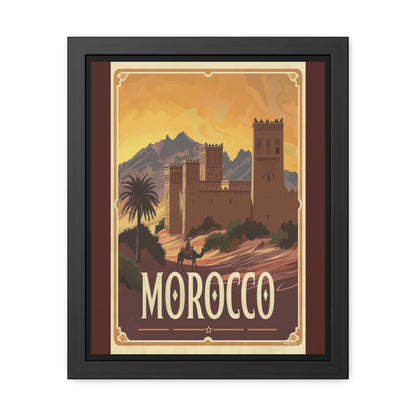 Vintage Morocco Travel Poster — “Golden Desert Evenings” | Framed Wall Art by Vintageanna