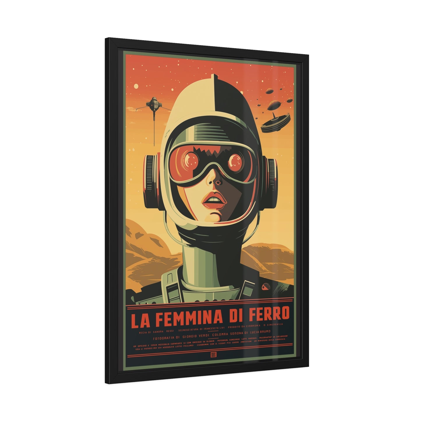 Retro Sci‑Fi Poster — "La Femmina di Ferro" Framed Art Print
