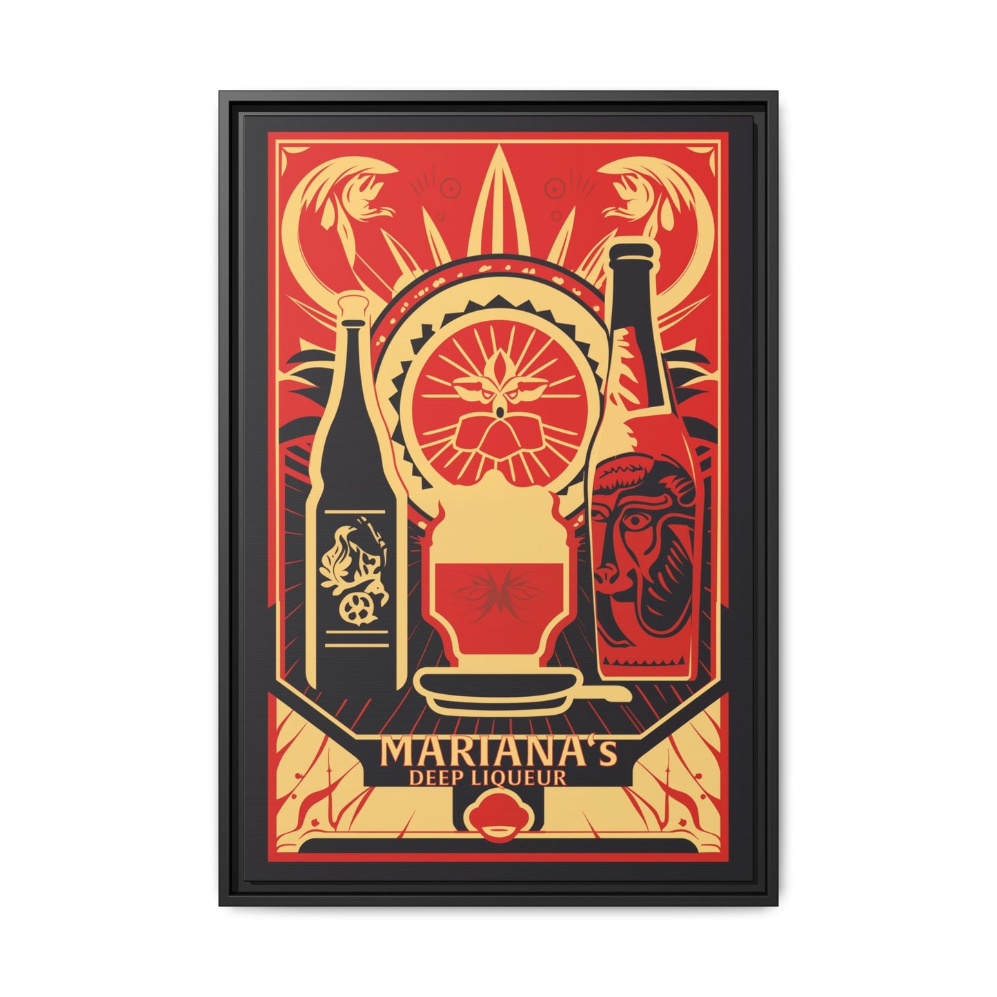 "Vintage Mariana's Deep Liqueur Poster - Matte Canvas Wall Art with Black Frame" Matte Canvas, Black Frame