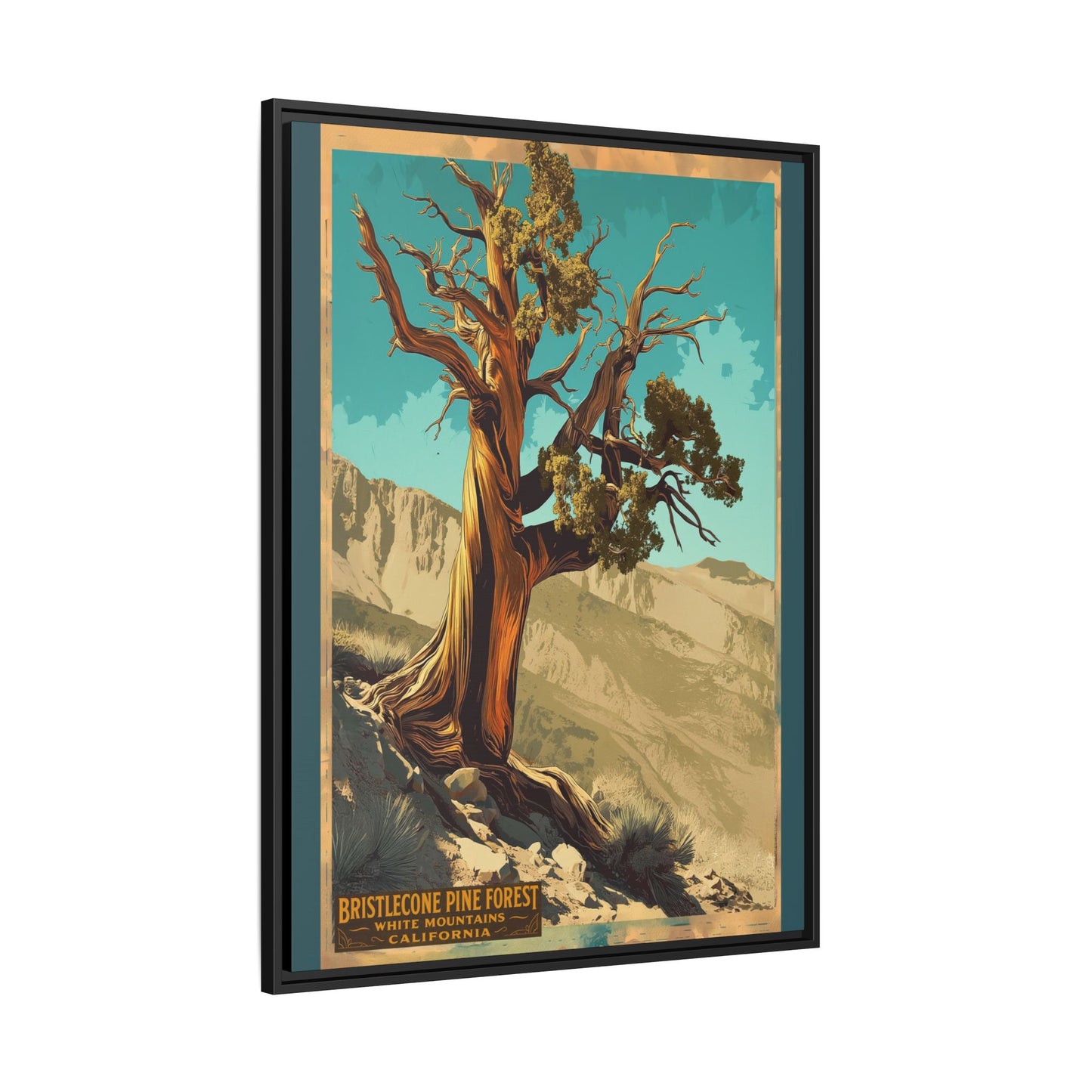 Bristlecone Pine Forest Framed Canvas Print — Vintage National Park Travel Poster