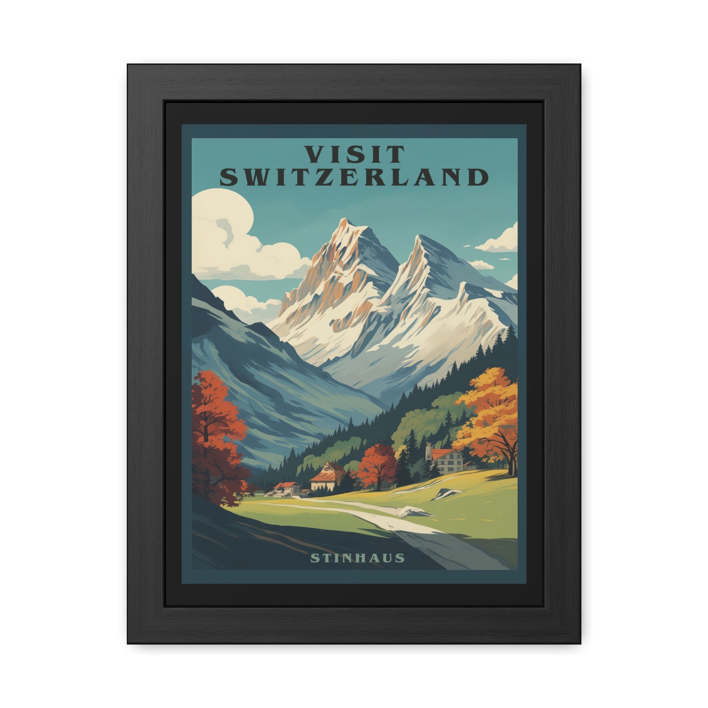 Vintage Swiss Travel Poster - 'Visit Switzerland' Stinhaus Scenic Artwork Framed Posters