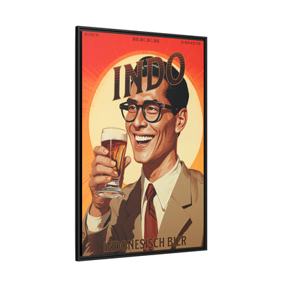 "Vintage Indo Beer Poster - Indonesisch Bier 1965 Matte Canvas Wall Art with Black Frame" Matte Canvas, Black Frame