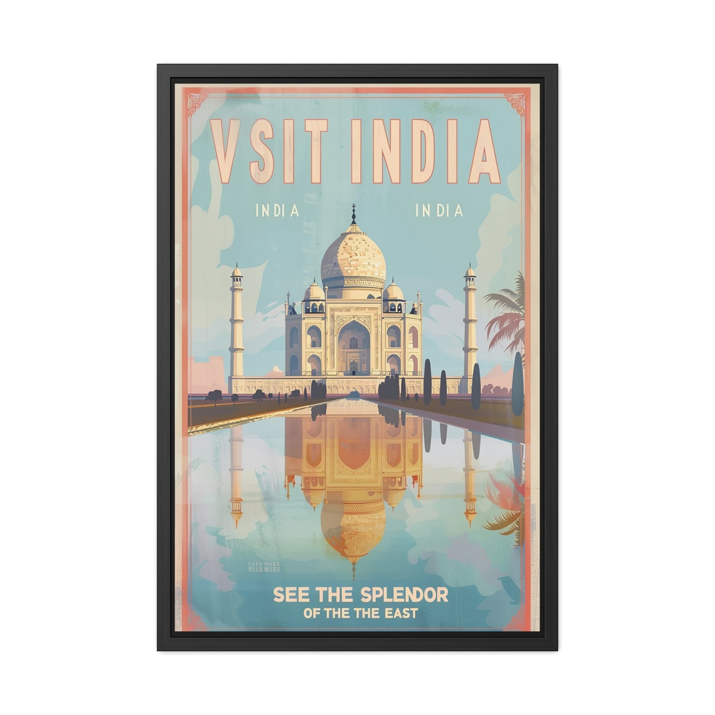 Vintage India Travel Poster — “See the Splendor of the East” | Framed Wall Art by Vintageanna