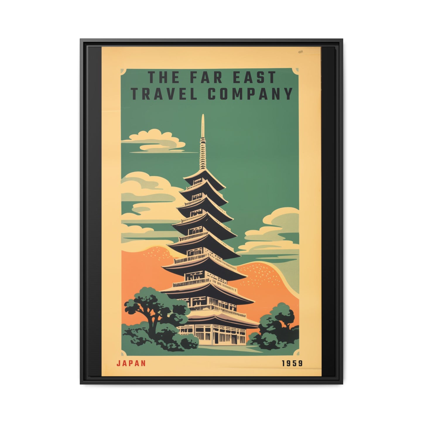"The Far East Travel Company - Japan 1959 Vintage Matte Canvas with Black Frame" Matte Canvas, Black Frame