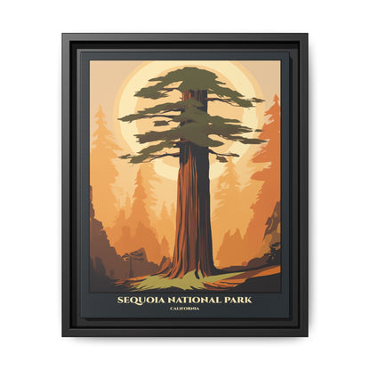 "Vintage Sequoia National Park Poster - California Matte Canvas Wall Art with Black Frame" Matte Canvas, Black Frame