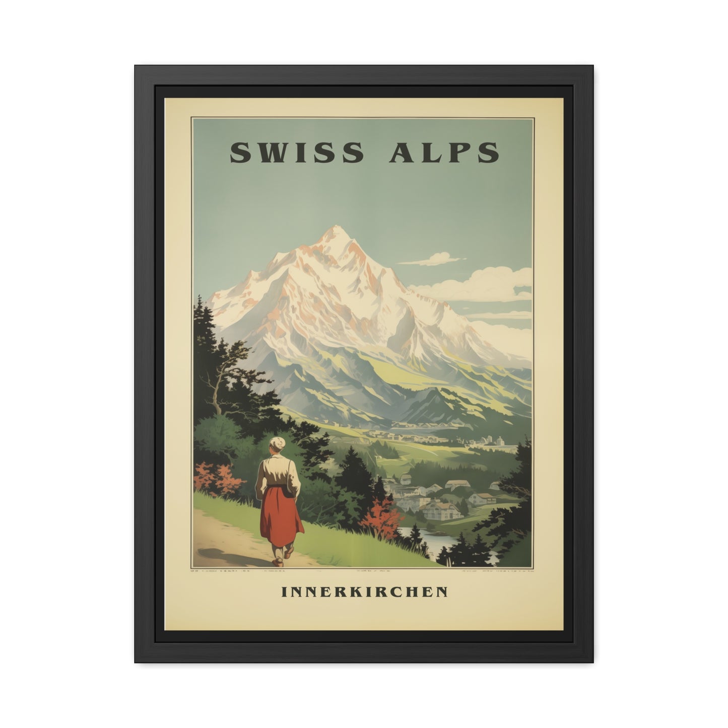 Vintage Swiss Alps Travel Poster - Innerkirchen (Inner Church) Scenic Artwork Framed Posters