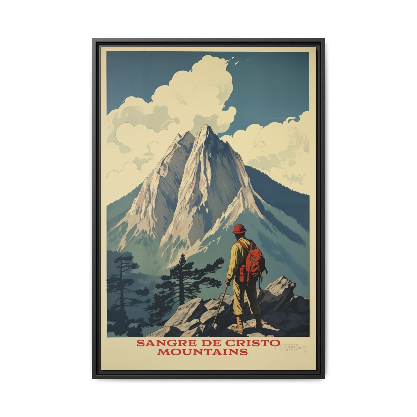 "Vintage Sangre de Cristo Mountains Poster - Matte Canvas Wall Art with Black Frame" Matte Canvas, Black Frame