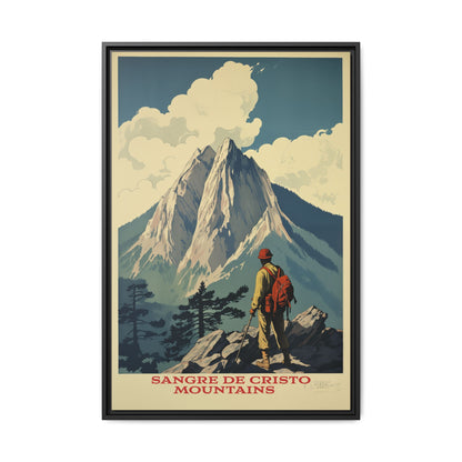 "Vintage Sangre de Cristo Mountains Poster - Matte Canvas Wall Art with Black Frame" Matte Canvas, Black Frame
