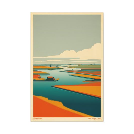 Het Lage Land 3 Vintage Netherlands Landscape Poster | Framed Canvas Print