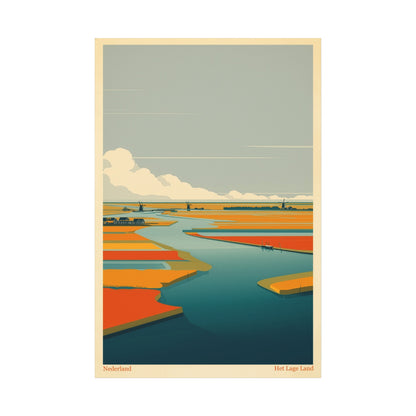 Het Lage Land 2 Vintage Netherlands Landscape Poster | Framed Canvas Print
