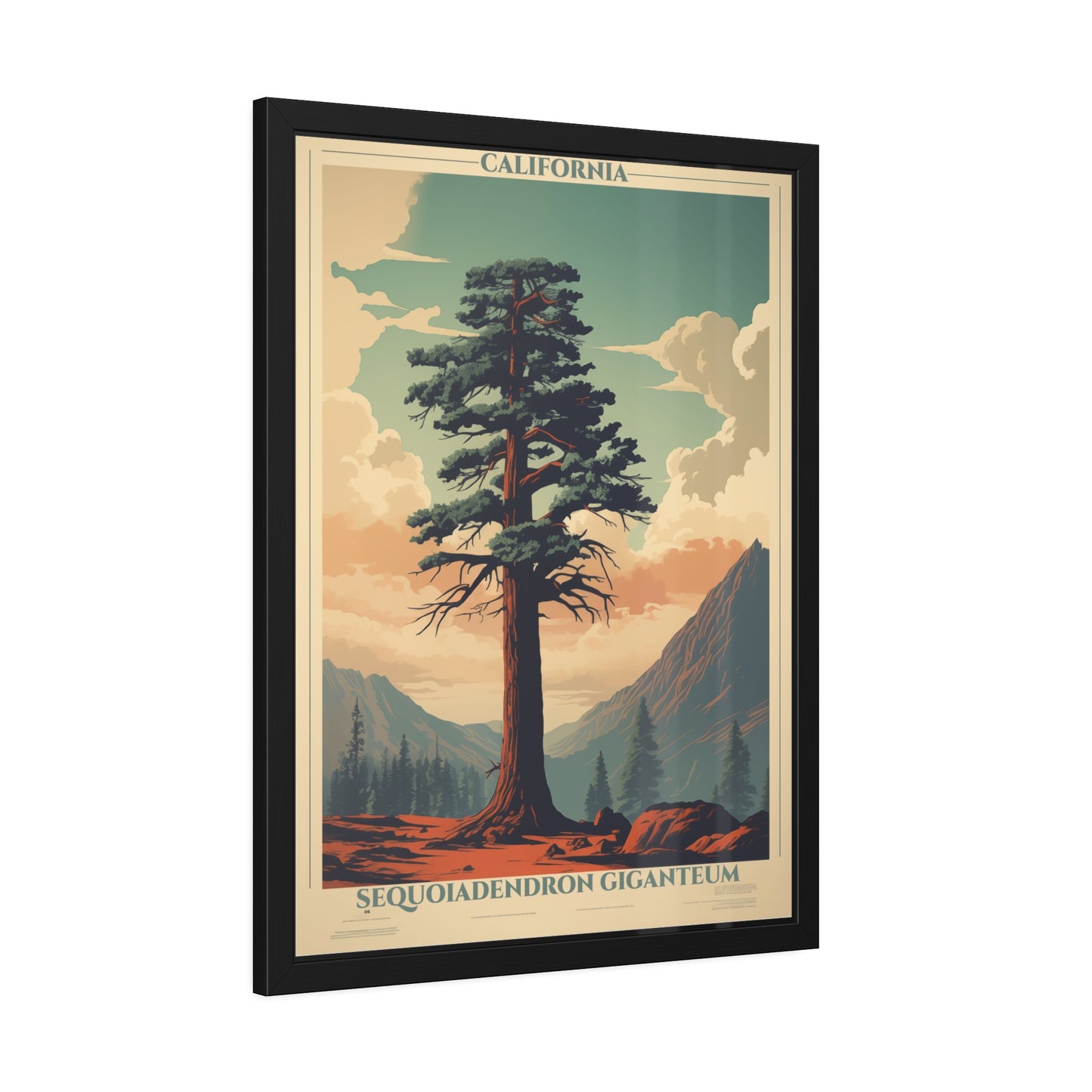 Framed Poster — Vintage California Sequoia Tree Print