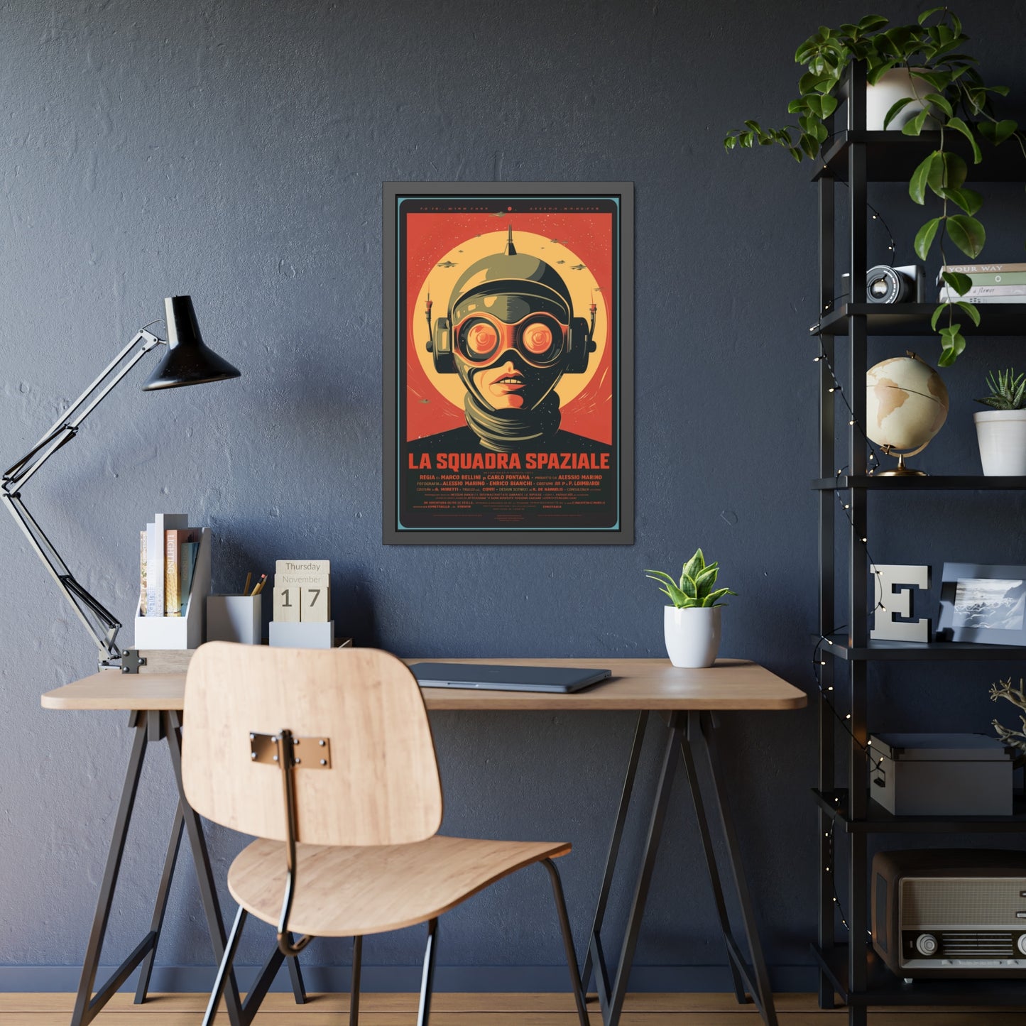 Framed Paper Poster — Retro Sci‑Fi 'La Squadra Spaziale' Wall Art