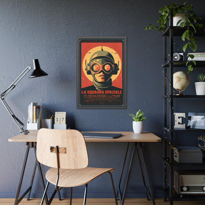 Framed Paper Poster — Retro Sci‑Fi 'La Squadra Spaziale' Wall Art