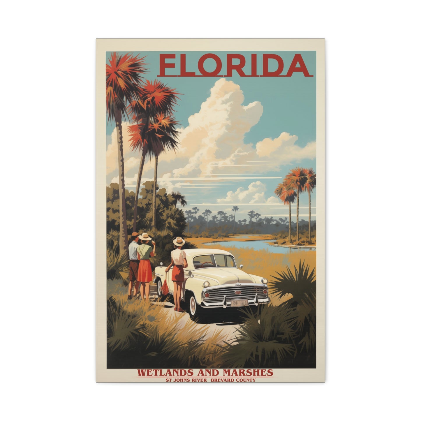 "Vintage Florida Wetlands and Marshes Poster - St. Johns River Matte Stretched Canvas" Matte Canvas, Stretched, 1.25"