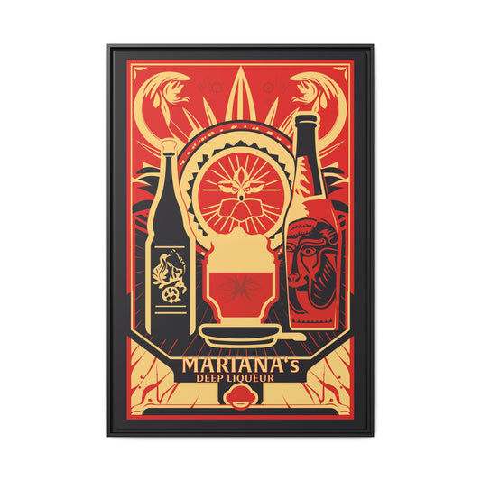 "Vintage Mariana's Deep Liqueur Poster - Matte Canvas Wall Art with Black Frame" Matte Canvas, Black Frame