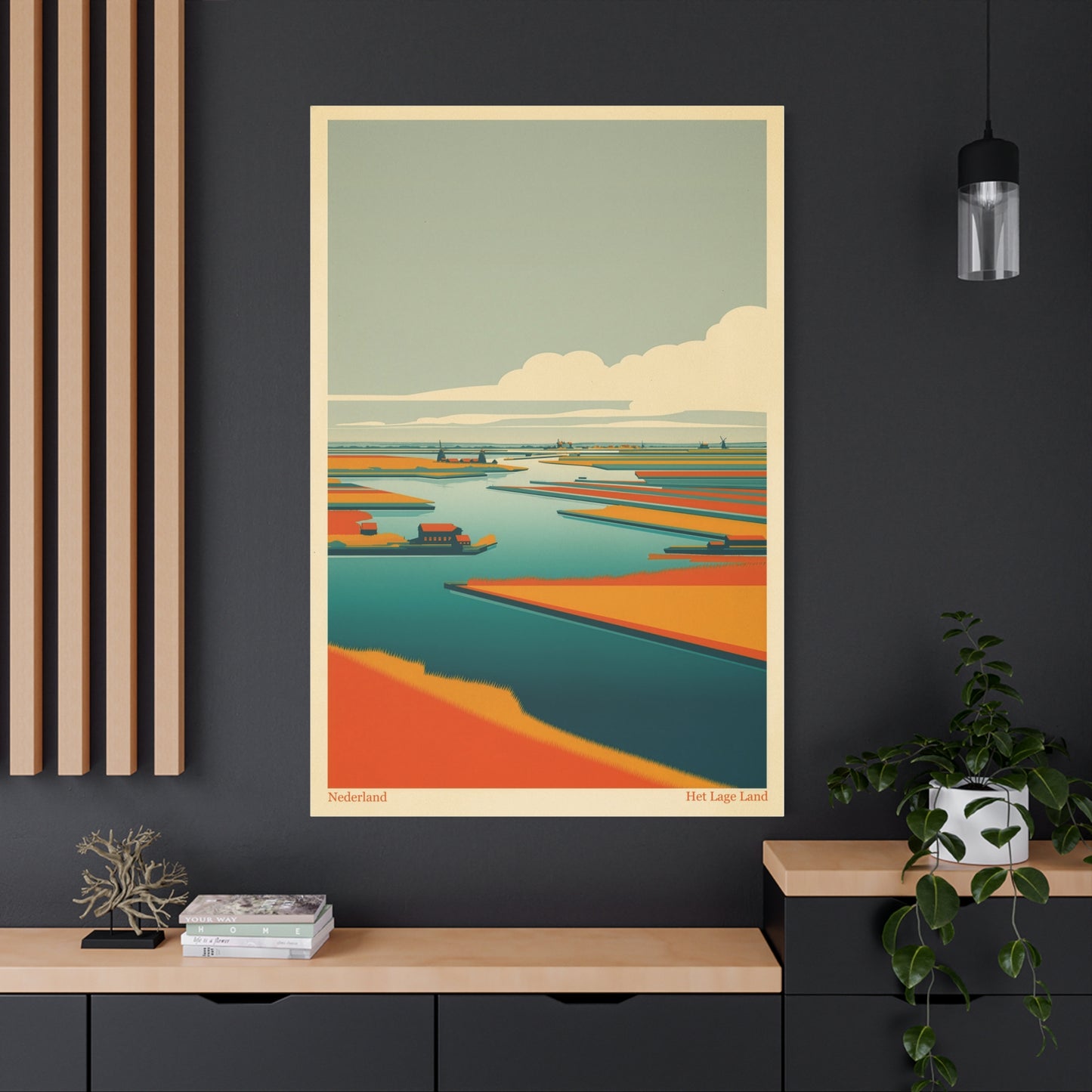 Het Lage Land 3 Vintage Netherlands Landscape Poster | Framed Canvas Print