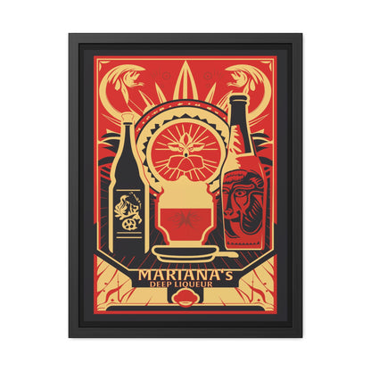 Mariana's Deep Liqueur Art Deco Poster - Vibrant Tropical Elegance Framed Posters