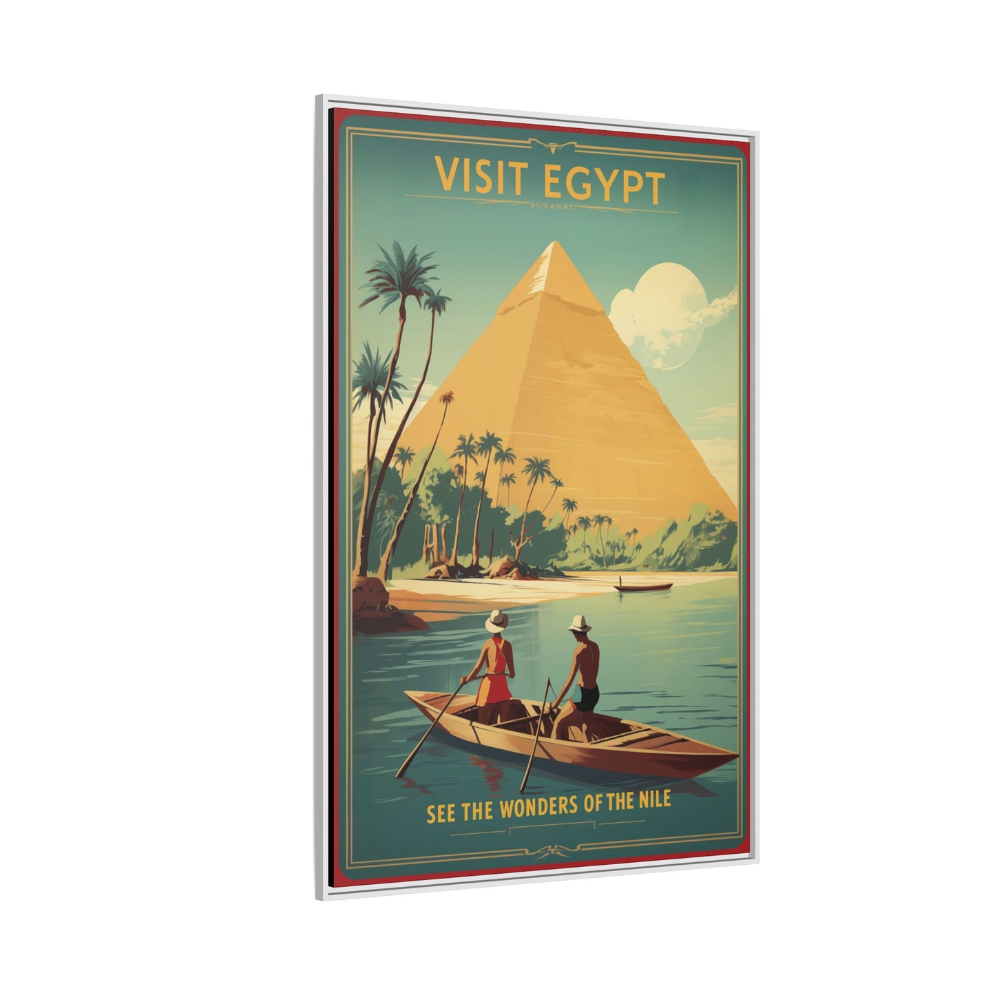 See the Wonders of the Nile — Egypt Nile Vintage Matte Canvas Framed Print