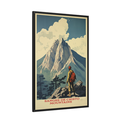 "Vintage Sangre de Cristo Mountains Poster - Matte Canvas Wall Art with Black Frame" Matte Canvas, Black Frame