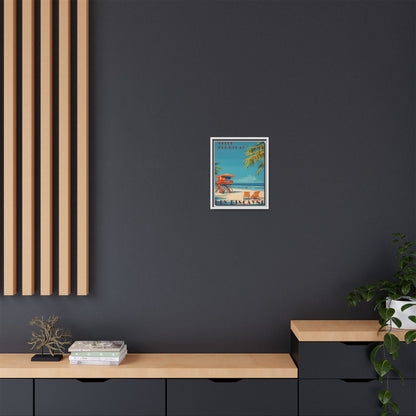 Key Biscayne Vintage Travel Poster Matte Canvas Print — Framed “Visit Florida!” Beach Wall Art