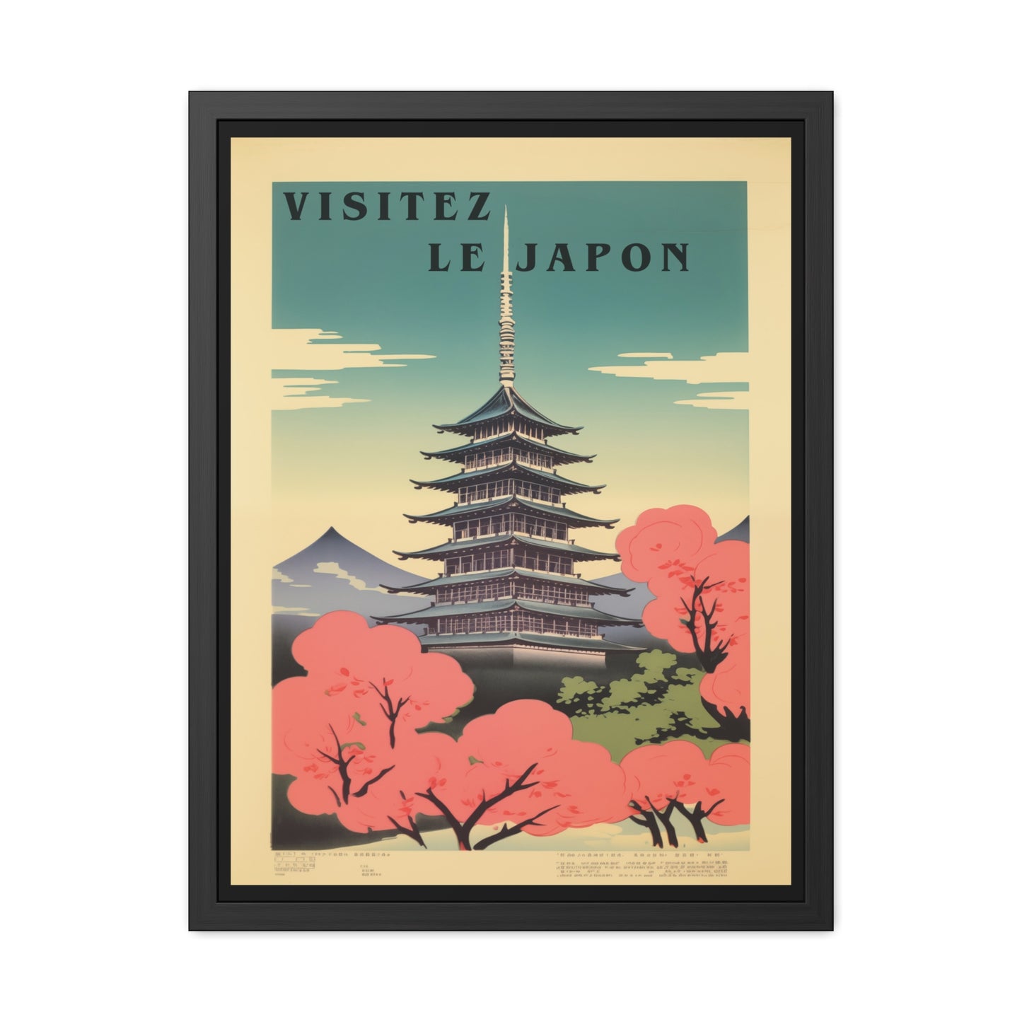 Vintage Japan Travel Poster - 'Visitez Le Japon' (Visit Japan) Pagoda Scene