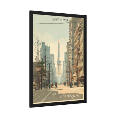 Tokyo Tower Framed Poster — Vintage Cityscape Wall Art
