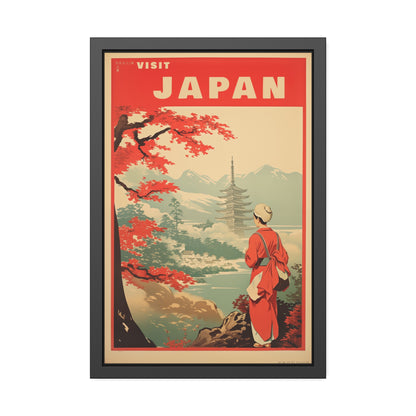 Visit Japan Vintage Travel Poster — Framed Paper Poster