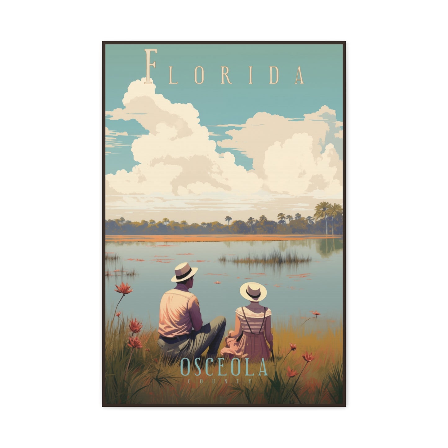 "Vintage Florida Osceola County Poster - Matte Stretched Canvas Wall Art" Matte Canvas, Stretched, 1.25"