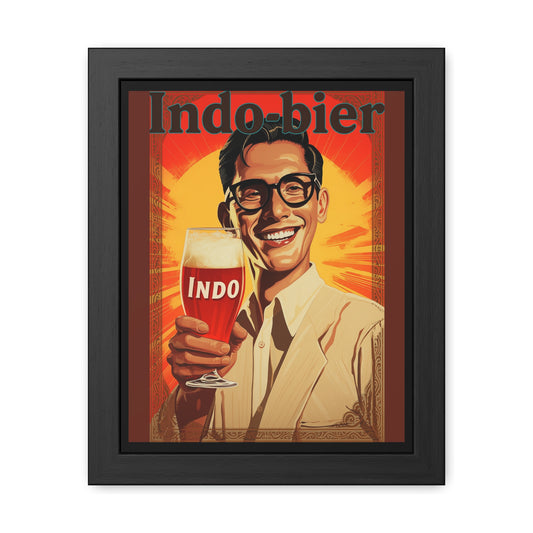Vintage Indo Beer Framed Poster | Retro Bar Wall Art Print with Wooden Frame, Ready to Hang