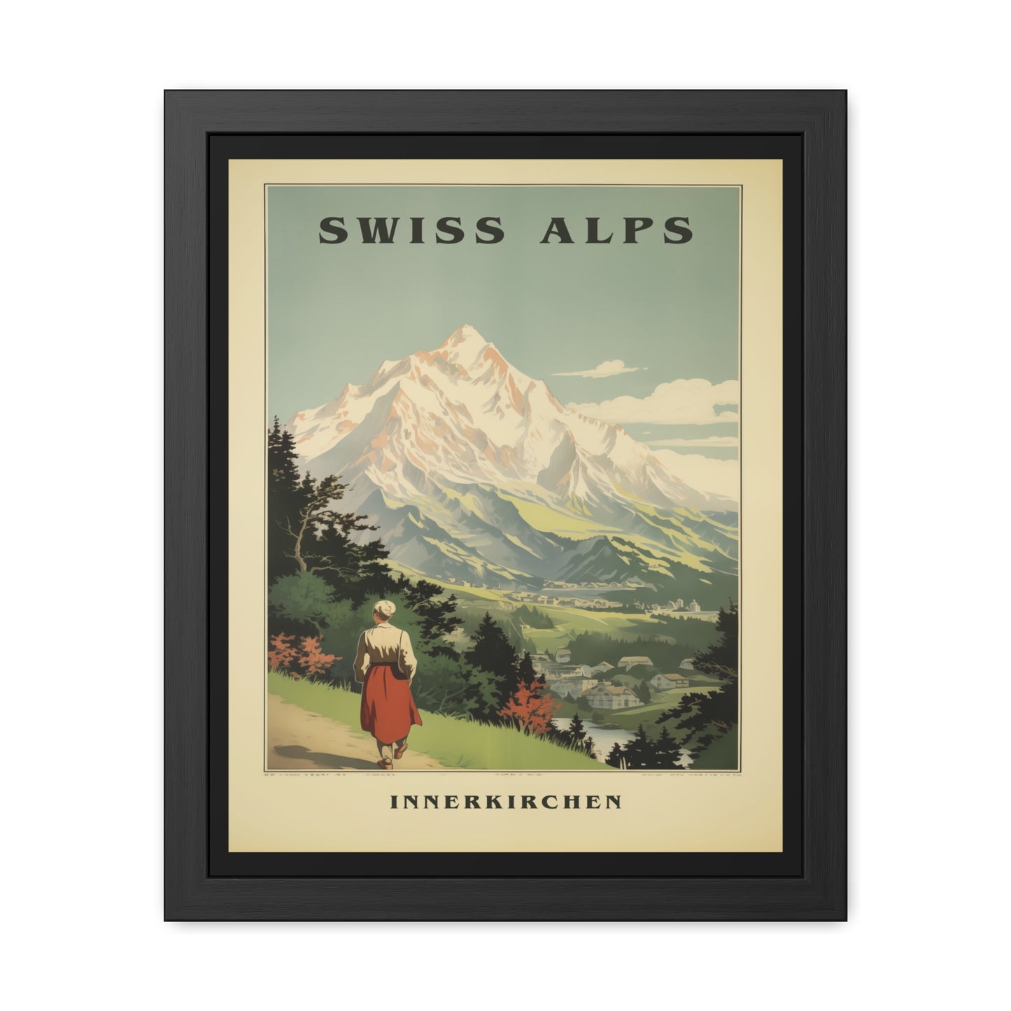 Vintage Swiss Alps Travel Poster - Innerkirchen (Inner Church) Scenic Artwork Framed Posters