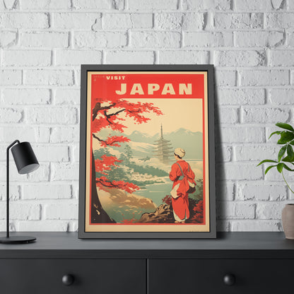 Visit Japan Vintage Travel Poster — Framed Paper Poster