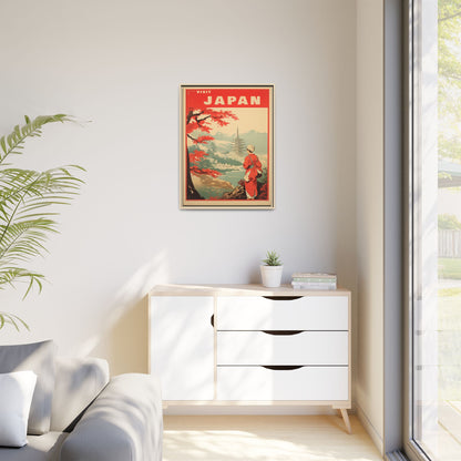 Visit Japan Vintage Travel Poster Matte Canvas Print (Framed)