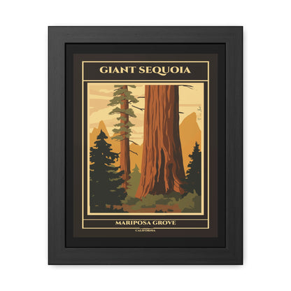 Vintage California Poster - Giant Sequoia Trees of Mariposa Grove, Yosemite National Park Art Framed Posters