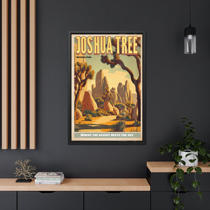 Framed Poster — Joshua Tree Vintage National Park Travel Print (“Where the Desert Meets the Sky”)_M