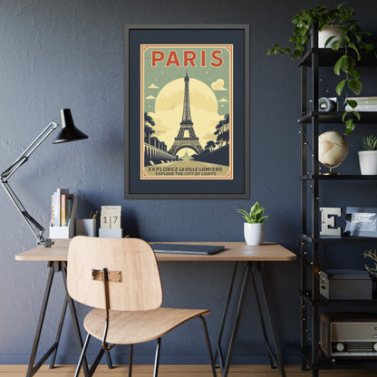 Paris Travel Poster Framed Print — Explorez La Ville Lumière Vintage Wall Art