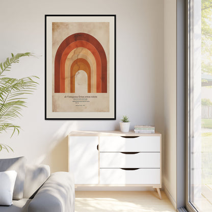 Framed Matte Canvas Wall Art - Retro Rainbow Design