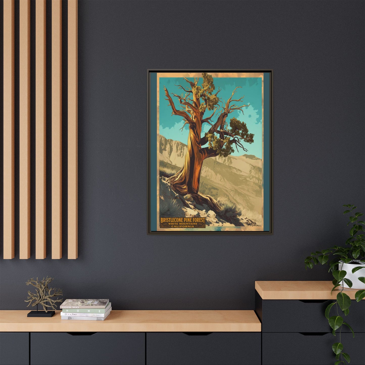 Bristlecone Pine Forest Framed Canvas Print — Vintage National Park Travel Poster