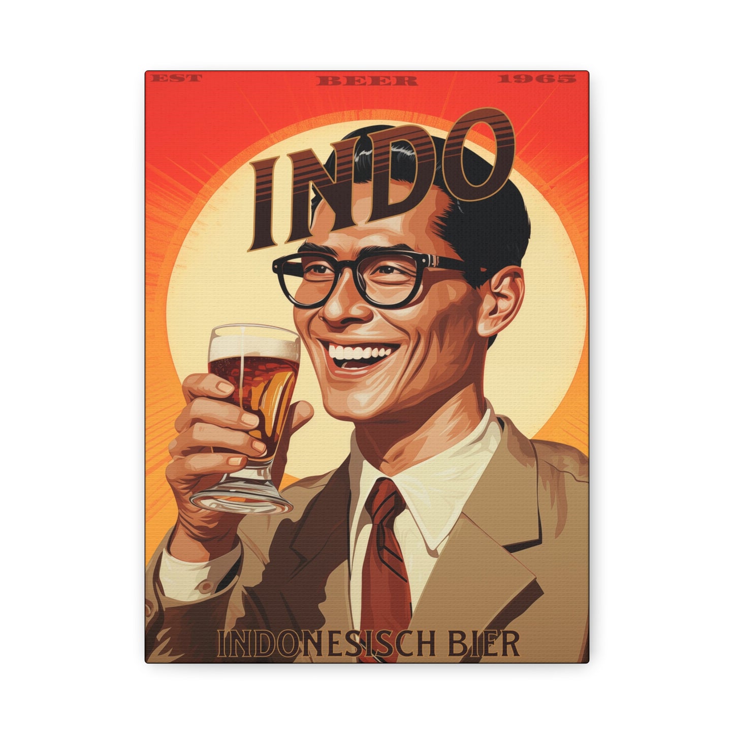 "Vintage Indo Beer Poster - Indonesisch Bier 1965 Frameless Stretched Matte Canvas" Matte Canvas, Stretched, 1.25"