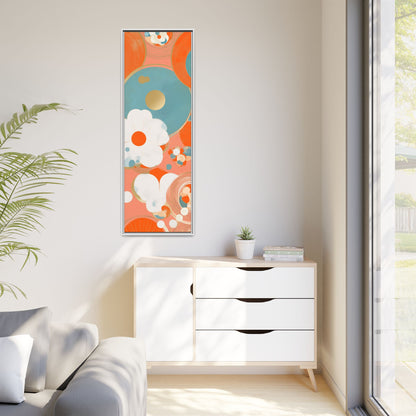 Mid-Century Modern Floral Abstract Canvas Set of 3 — 20×60  (Black, Espresso & White Frames)