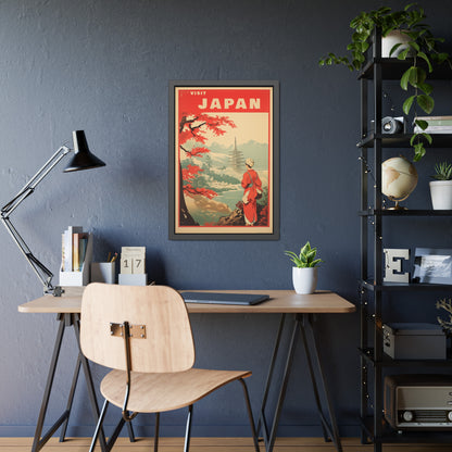 Visit Japan Vintage Travel Poster — Framed Paper Poster