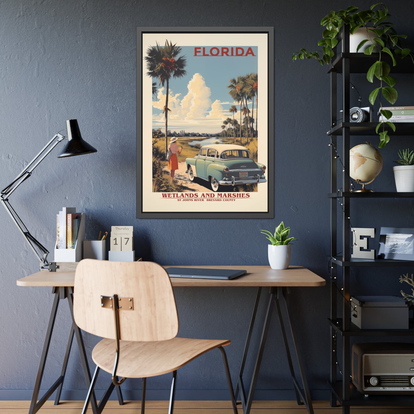Florida Vintage Travel Poster Framed Print — "Wetlands and Marshes" Retro Wall Art