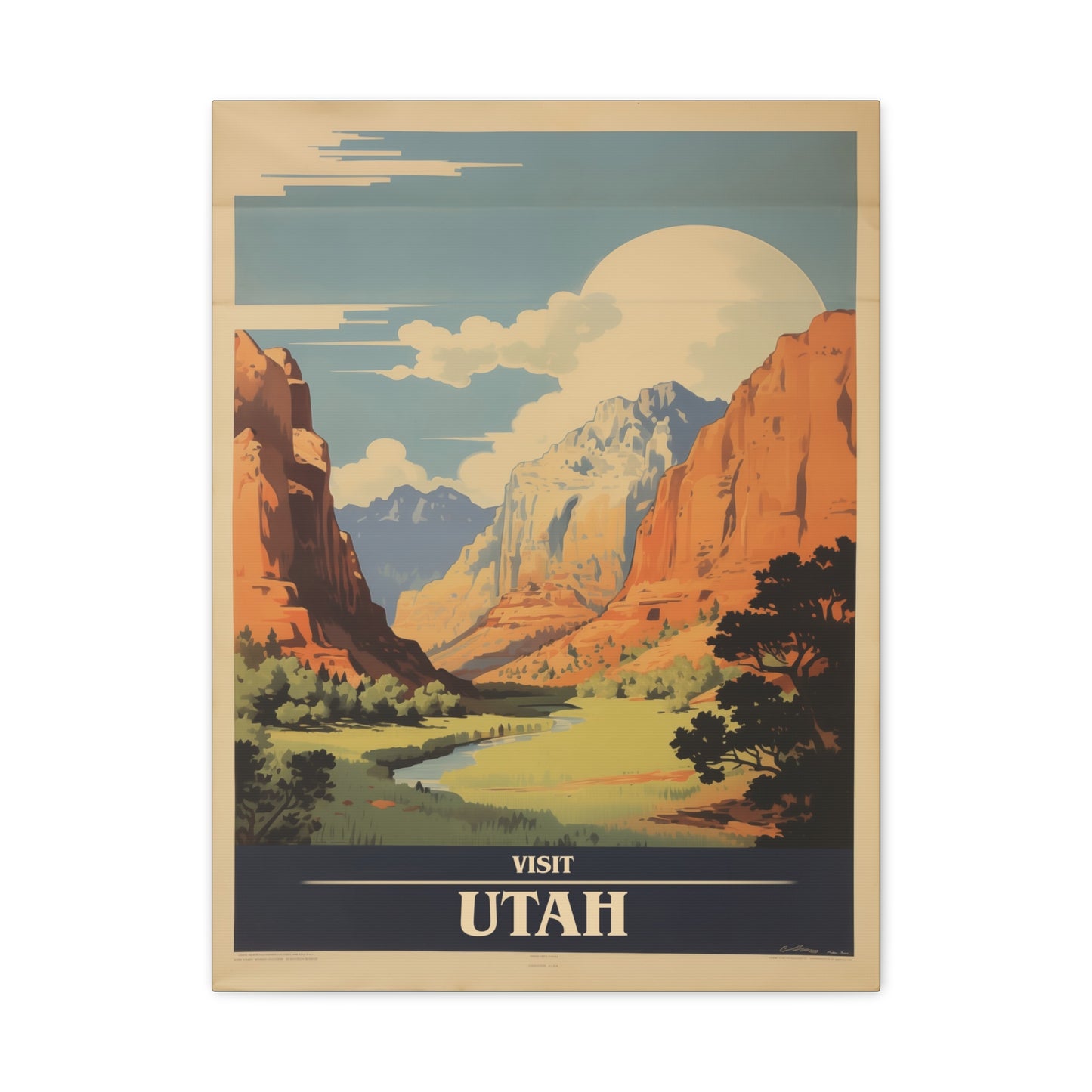 "Vintage Visit Utah Poster - Matte Stretched Canvas Wall Art" Matte Canvas, Stretched, 1.25"