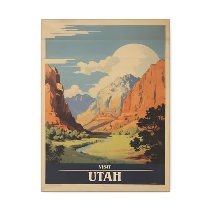 "Vintage Visit Utah Poster - Matte Stretched Canvas Wall Art" Matte Canvas, Stretched, 1.25"