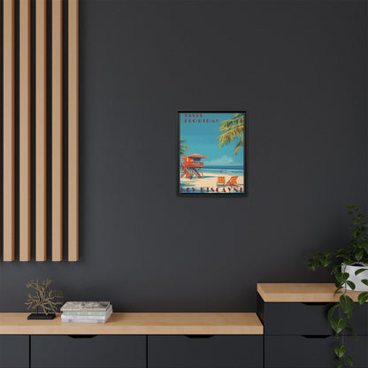 Key Biscayne Vintage Travel Poster Matte Canvas Print — Framed “Visit Florida!” Beach Wall Art
