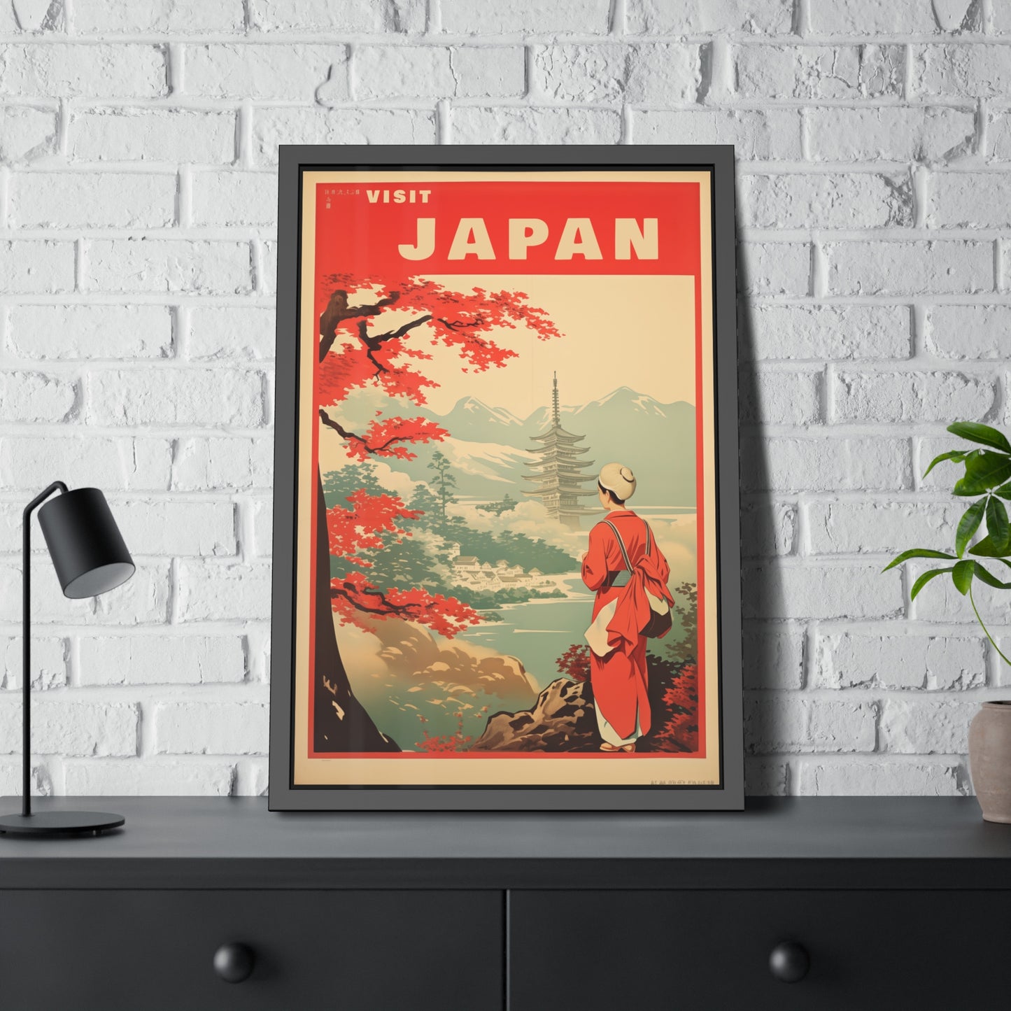 Visit Japan Vintage Travel Poster — Framed Paper Poster