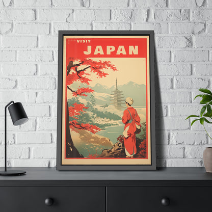 Visit Japan Vintage Travel Poster — Framed Paper Poster