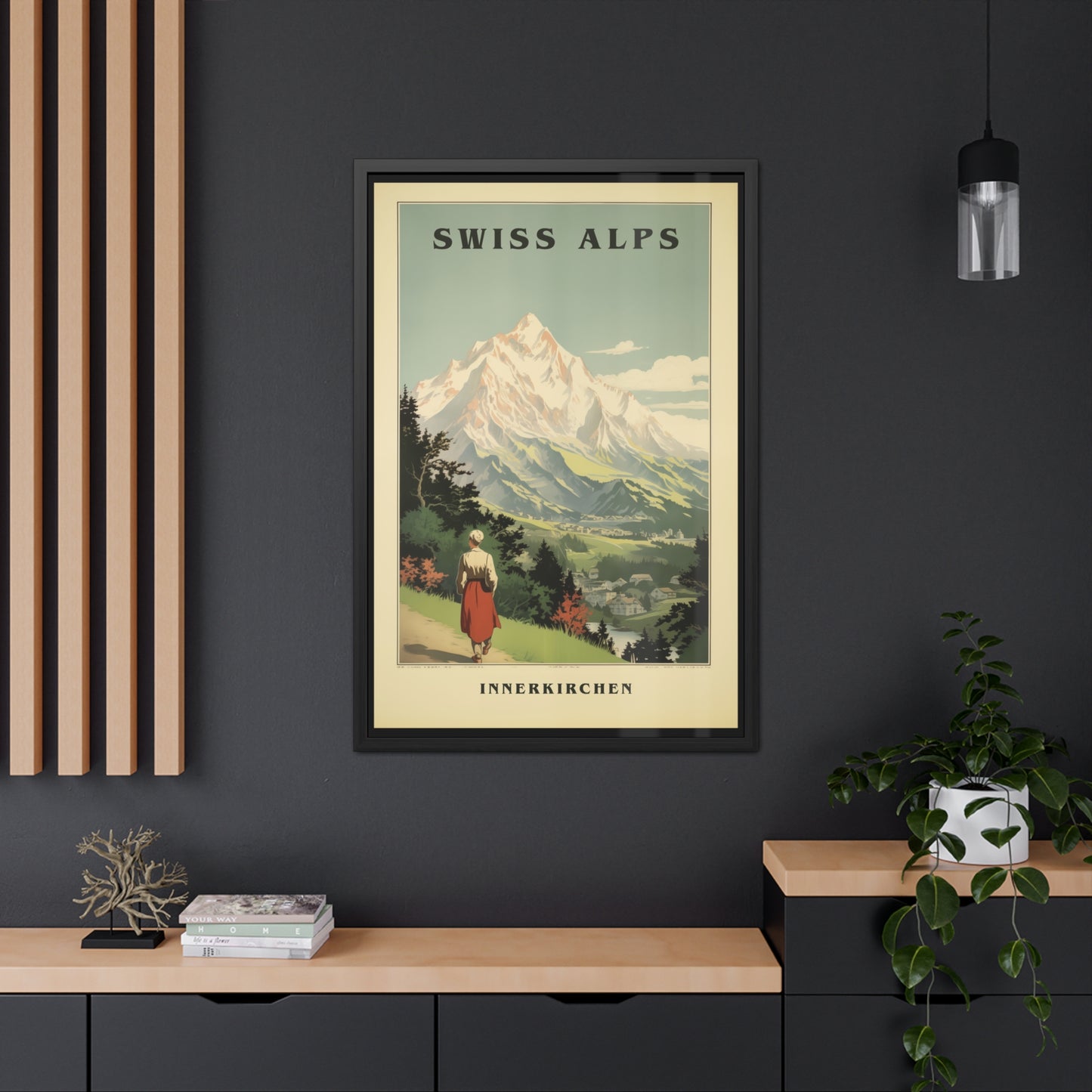 Vintage Swiss Alps Travel Poster - Innerkirchen (Inner Church) Scenic Artwork Framed Posters