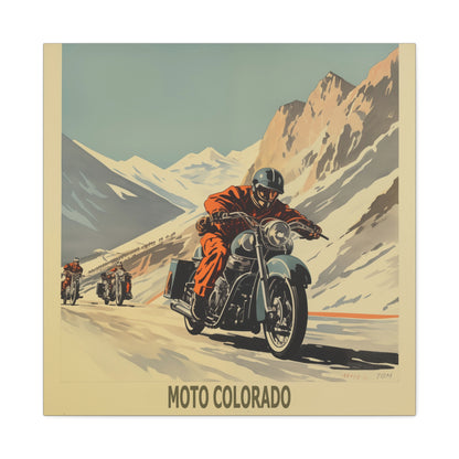 "Vintage Moto Colorado Poster - Rugged Motorcycle Adventure Matte Stretched Canvas" Matte Canvas, Stretched, 1.25"